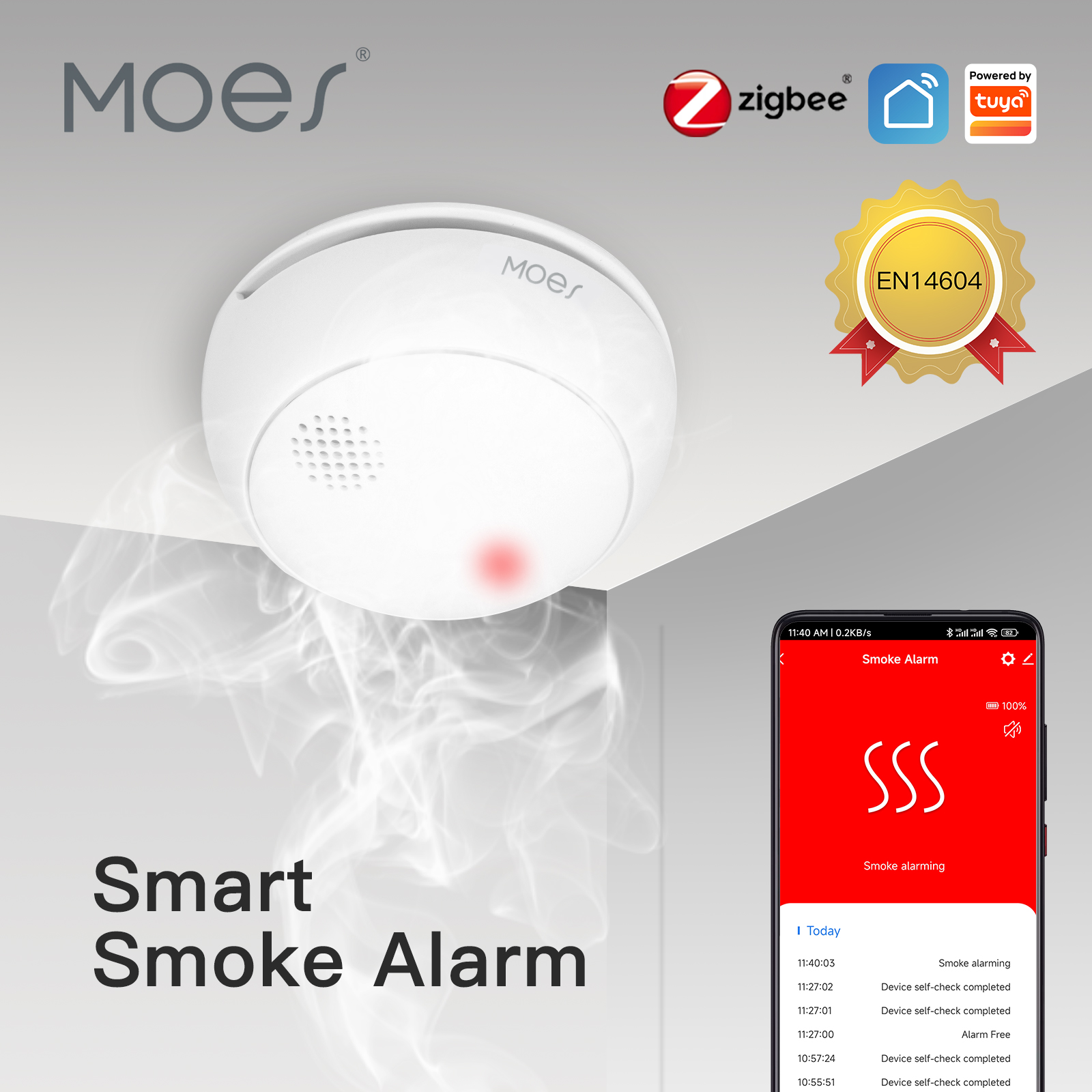 Smoke Detector Interconnected - MOES ZigBee Smart Wireless Smoke Detector