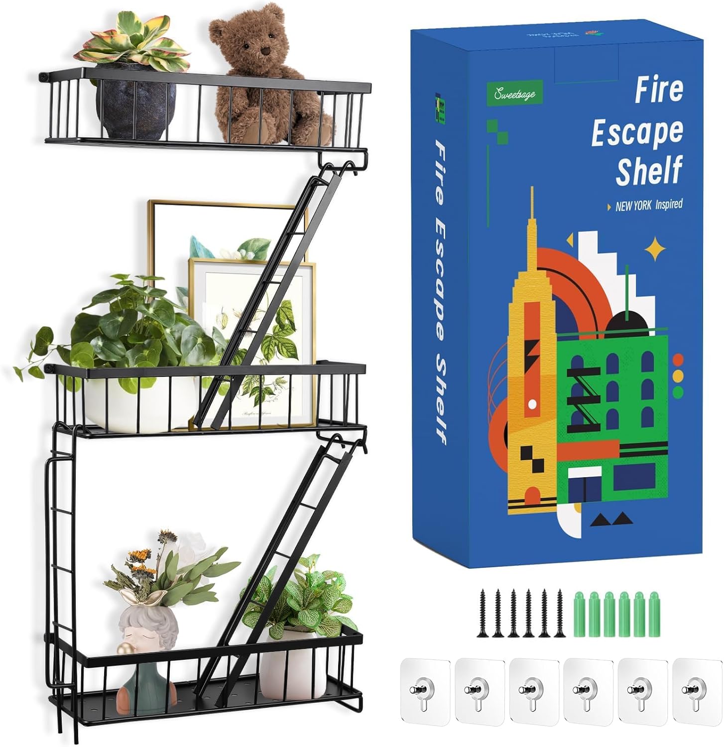 Fire Escape Ladder - Fire Escape Wall Shelf - New