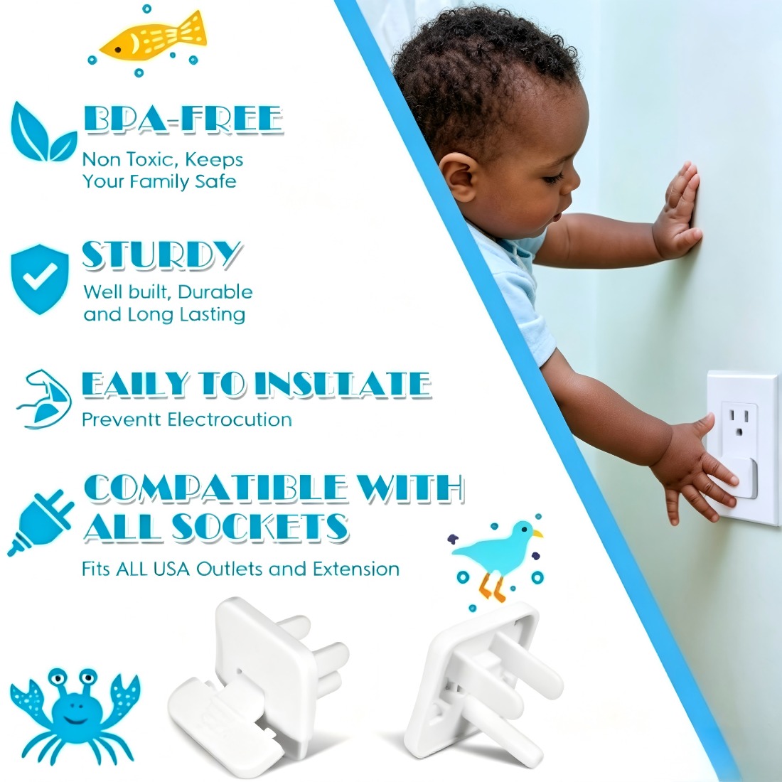 38 Pcs White Plastic Childproo - Outlet Cover Baby บทวิจารณ์และราคา