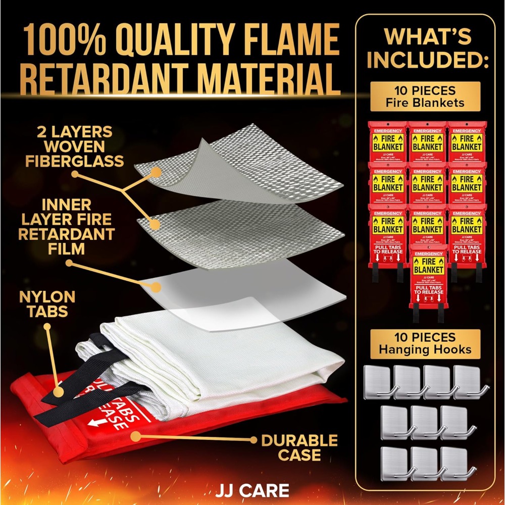 Fire Blanket – 10 Packs with H - Fire Blanket Kitchen บทวิจารณ์และราคา
