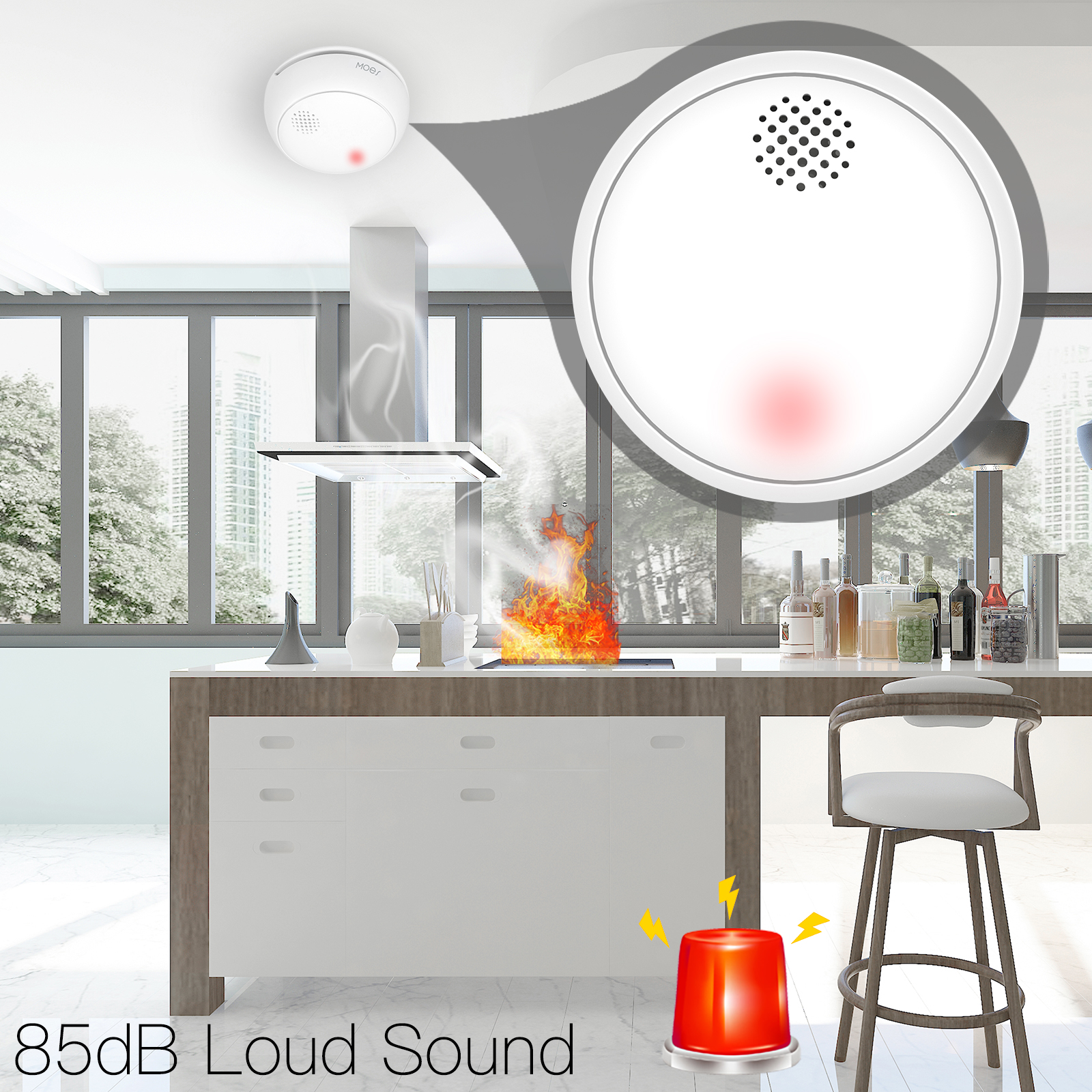 MOES ZigBee Smart Wireless Smo - Smoke Detector Interconnected บทวิจารณ์และราคา