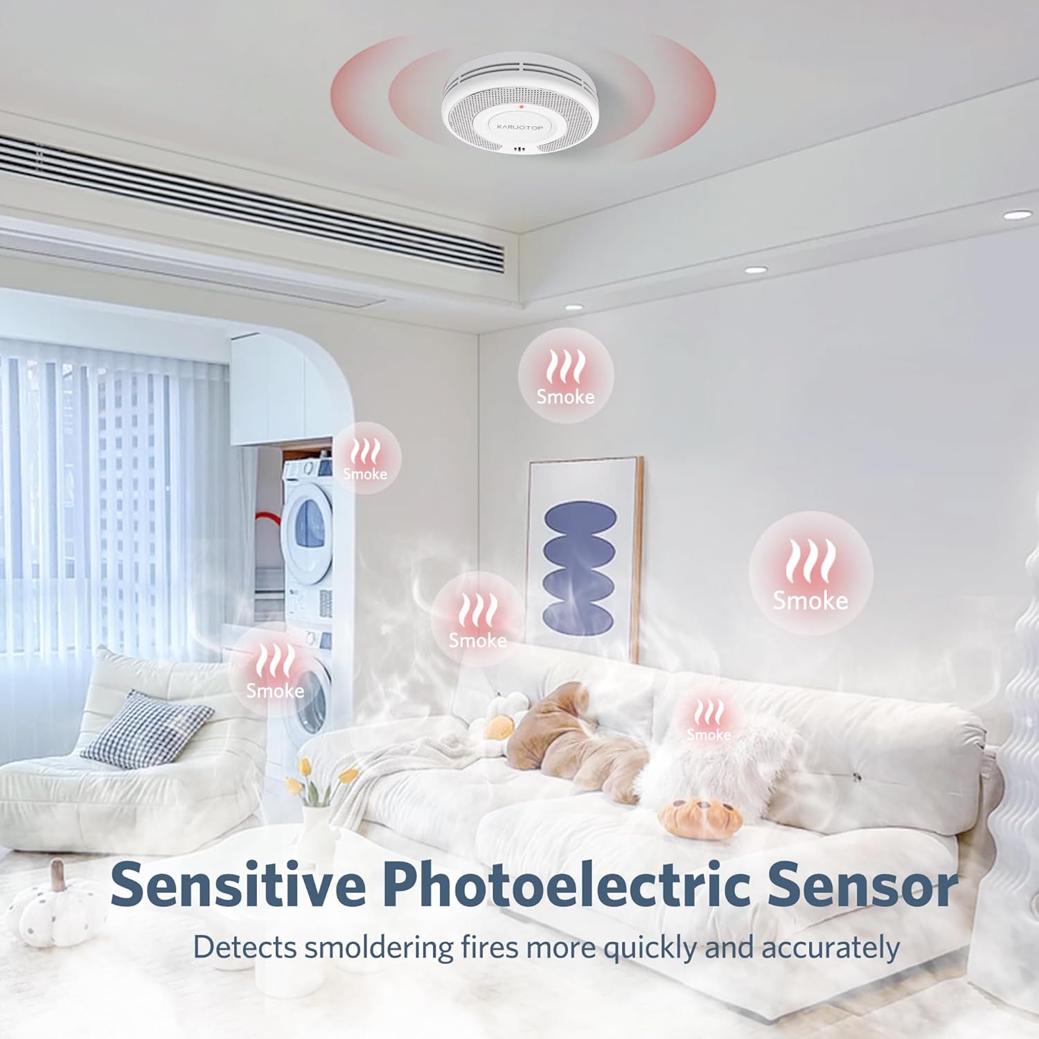 Wireless Interlinked(433MHz)+T - Smoke Detector Interconnected บทวิจารณ์และราคา