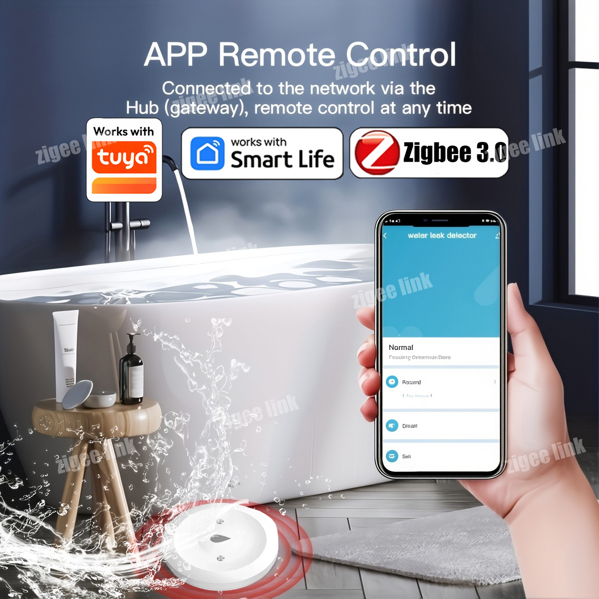 ZigBee 3.0 Water Sensor Smart  - Water Alarm Sensor บทวิจารณ์และราคา