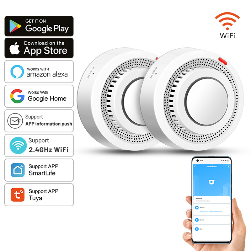 2 Pack Tuya Smart WiFi Smoke D - Smoke Detector Interconnected บทวิจารณ์และราคา