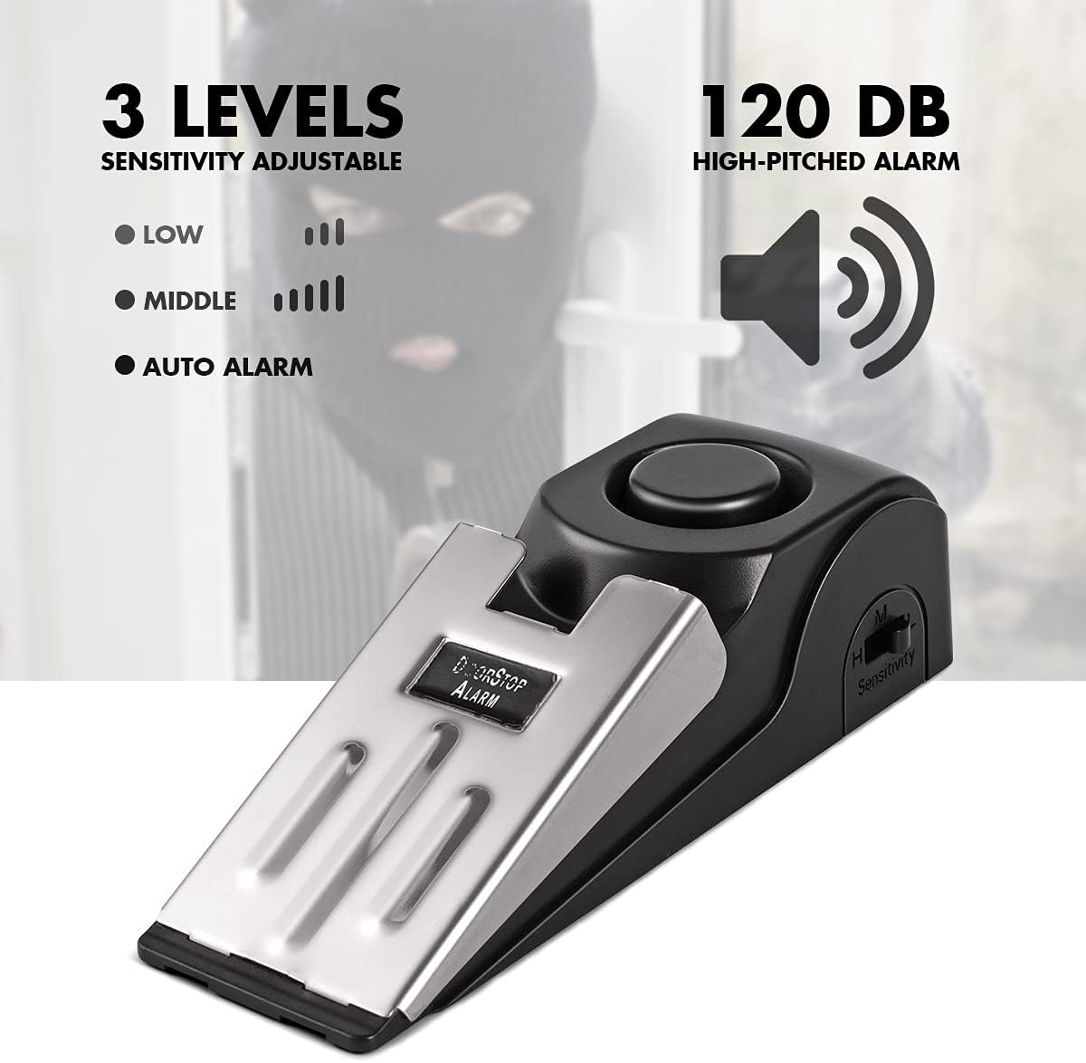 1/2Pcs Portable Travel 120 DB  - Door Stop Alarm บทวิจารณ์และราคา